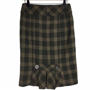 BANANA REPUBLIC Skirt Wool Plaid Kick Pleat Dark Academia Preppy Pencil Size 4